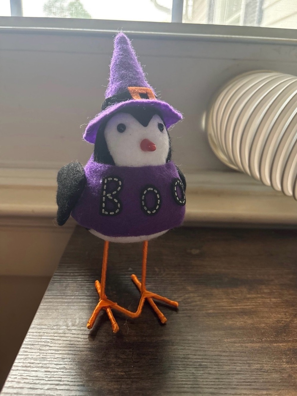 Halloween Bird Purple 'Boo' Witch Figurine